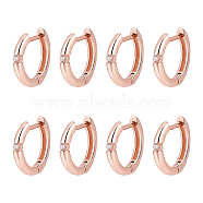 4 Pairs Clear Cubic Zirconia Hoop Earring, Brass Jewelry for Women, Rose Gold, 13x13.5x2mm, Pin: 0.8mm(EJEW-NB0001-11RG)