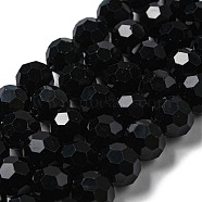 Opaque Glass Beads Stands, Faceted(32 Facets), Round, Black, 10mm, Hole: 1.8mm, about 66~68pcs/strand, 24.02''~24.13''(61~61.3cm)(EGLA-A035-P10mm-D18)