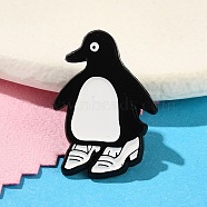 Penguin Enamel Pins, Alloy Brooches for Backpack Clothes, Black, 26x18x11mm(JEWB-P044-01C-EB)