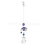 K9 Crystal Glass Big Pendant Decorations, Hanging Sun Catchers, with Metal Hook, Evil Eye, Blue, 402x47.5mm(HJEW-PW0001-014C)