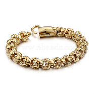 Titanium Steel Skull Link Chain Bracelet for Men, Golden, 8-7/8 inch(22.5cm)(WG51201-06)