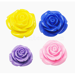 Opaque Resin Beads, Flower, Mixed Color, 34x21mm, Hole: 3mm(X-RESI-D001-M)