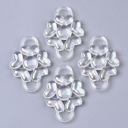 Transparent Acrylic Links, AB Color Plated, Flower, Clear AB, 50x34x7.5mm, Hole: 6x9mm(PACR-R246-065)