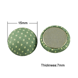 Woven Cabochons, with Aluminum Bottom, Half Round, Dark Sea Green, 15x7mm(WOVE-S037-15mm-1)