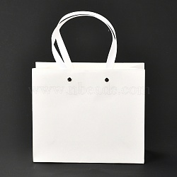 Rectangle Paper Bags, with Nylon Handles, for Gift Bags and Shopping Bags, White, 21x0.4x18cm(CARB-O004-02A-01)