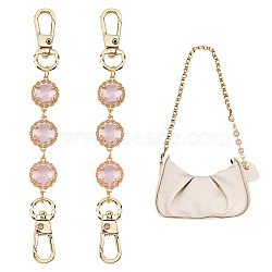 WADORN 2Pcs Glass Link Bag Handle Extenders, with Alloy Swivel Clasps, Purse Making Supplies, Pearl Pink, 12.5cm(FIND-WR0006-45A)