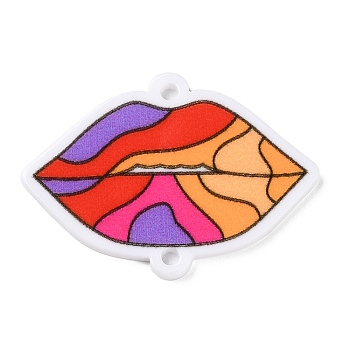 Opaque Resin Connector Charms, Lip Links, Colorful, 26.8x38x2mm, Hole: 2mm