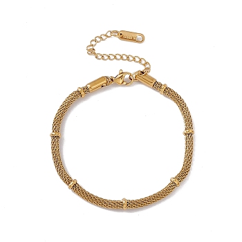 316 Stainless Steel Round Mesh Chain Bracelet for Men Women, Golden, 6-7/8 inch(17.5cm)