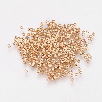 Brass Crimp Beads, Long-Lasting Plated, Rondelle, Light Gold, 2x1.5mm, Hole: 1mm, about 500pcs/5g
