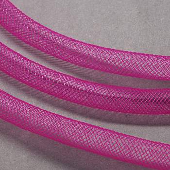Plastic Net Thread Cord, Medium Violet Red, 8mm, 30Yards