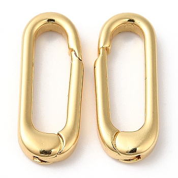 Brass Spring Gate Rings, Oval, Cadmium Free & Lead Free, Long-Lasting Plated, Real 18K Gold Plated, 18x7x3mm