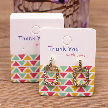 100Pcs Paper Earring Display Cards, Jewelry Display Cards for Earring Storage, Rectangle, Triangle Pattern, 5x4cm