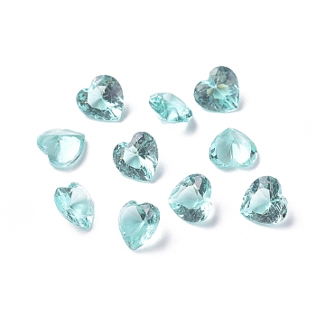 Transparent Pointed Back Glass Cabochons, Heart, for DIY Crafts Jewelry Making, Pale Turquoise, 4.5x5x3mm