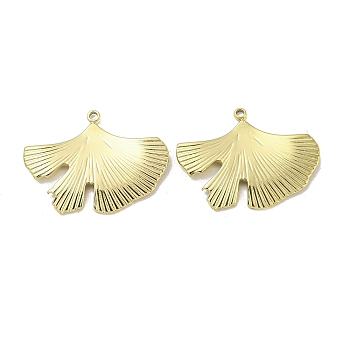 Ion Plating(IP) 304 Stainless Steel Pendants, Ginkgo Leaf Charm, Golden, 23.5x31.5x1.5mm, Hole: 1.6mm