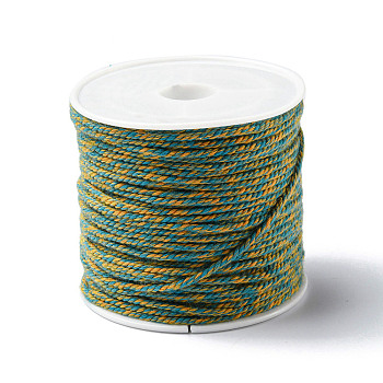 Cotton Braid Thread, with Spool, Round, Cadet Blue, 1.2mm, about 21.87 Yards(20m)/Roll