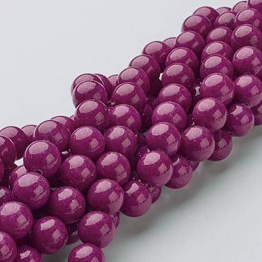 8mm MediumVioletRed Round Mashan Jade Beads