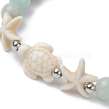 Dyed Synthetic Turquoise Turtle and Starfish Beaded Bracelets(BJEW-JB10062-02)-3