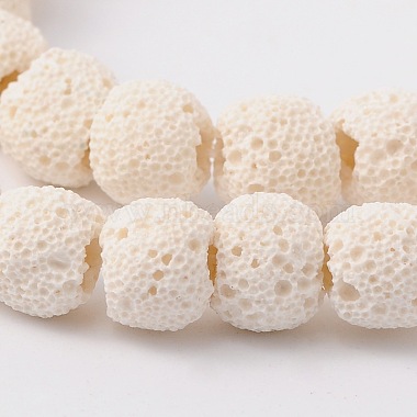 8mm White Round Lava Beads