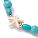 Turtle & Starfish Synthetic Turquoise Beaded Stretch Bracelet(BJEW-JB09955)-4
