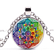 Flower of Life Glass Pendant Necklace(CHAK-PW0001-017A)-1