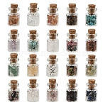 51.5G 20 Styles Natural Gemstone Chips Beads, No Hole/Undrilled, with Glass Bottles, 2~9x1~4mm(G-YW0002-32)