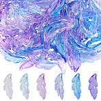 120Pcs 120Pcs 8 Colors Plastic Pendants, Feather, Gradient Color, Dark Orchid, 39.5x14x4.5mm, Hole: 1.6mm(FIND-SC0020-72)