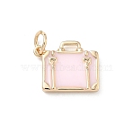 304 Stainless Steel Enamel Charms, with Jump Ring, Cadmium Free & Nickel Free & Lead Free, Golden, Suitcase Charm, 12x14.5x2.5mm, Hole: 3.5mm(STAS-A131-03A-G)