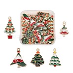50Pcs 5 Style Alloy Enamel Pendants, Cadmium Free & Lead Free, Light Gold, Christmas Tree, Mixed Color, 20~29x12~21.5x1.5~4mm, Hole: 1.6~2mm, 10pcs/style(ENAM-LS0001-46-RS)
