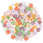 100Pcs Luminous Opaque Resin Decoden Cabochons, Nail Art Decoration, Glow in the Dark Flower with Glitter Powder, Mixed Color, 9x9.5x4.5mm(MRMJ-SP0001-29)