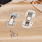 Cold Rolled Steel Hinge, Wardrobe Door Accessories, with Screw, Stainless Steel Color, 105x43x24mm(FIND-WH0126-869)