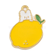 Cartoon Alloy Enamel Pendants, Golden, Fruits Animal Charms, Bear, Lemon, 24x20x1.5mm, Hole: 1.8mm(ENAM-H045-05G-03)