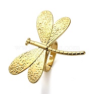 304 Stainless Steel Adjustable Finger Ring for Women, Dragonfly, Golden, US Size 7 1/4(17.5mm)(RJEW-H216-02G)