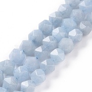 Natural Aquamarine Beads Strands, Faceted, Round, 8mm, Hole: 1.2mm, about 48~49pcs/strand, 15.31''(38.9cm)(G-P488-03B)