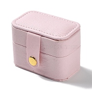 Rectangle PU LeatherJewelry Ring Storage Boxes, Travel Portable 4 Ring Cases, Pearl Pink, 3.8x6.4x4.75cm(CON-K002-06B)