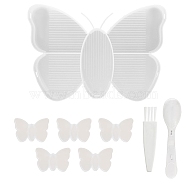 Butterfly PP Diamond Painting Tray Plate, with Brush & Spoon, White, 140x200mm(PW-WG95269-02)