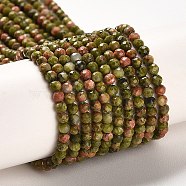 Natural Unakite Beads Strands, Faceted, Rondelle, Grade AA, 2~2.5x2~2.2mm, Hole: 0.7mm, about 187~189pcs/strand, 15''~15.31''(38.1~38.9cm)(G-Q002-B01-01)