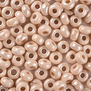 Opaque Colours Luster Glass Round Beads, Round Hole, PeachPuff, 3~5x9~10mm, Hole: 2.5mm, about 73pcs/50g(X-SEED-S045-002A-B06)
