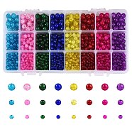 1920~2480Pcs 3 Style Spray Painted Crackle Glass Beads, Round, Two Tone, Mixed Color, 4mm/6mm/8mm, Hole: 1.1~1.3mm, 8 color/style(CCG-CJ0001-05)