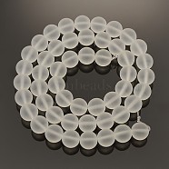 Frosted Transparent Round Glass Beads Strands, Clear, 8mm, Hole: 1mm, about 50pcs/strand, 15.3 inch(X-FGLA-P002-8mm-03)