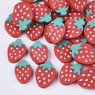 Handmade Polymer Clay Cabochons, Strawberry, Red, 11~12x8~9x1.5~2mm(X-CLAY-S091-009)