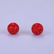 Printed Round Silicone Focal Beads, Dark Red, 15x15mm, Hole: 2mm(SI-JX0056A-224)
