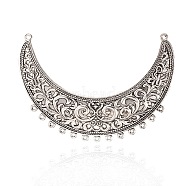 Tube Tibetan Style Alloy Chandelier Components, Antique Silver, 73x108x2mm, Hole: 2mm(PALLOY-I115-19AS)