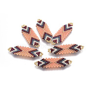 MIYUKI & TOHO Handmade Japanese Seed Beads Links, Loom Pattern, Colorful, 35~36.5x12.5x2mm, Hole: 2x3mm(SEED-A027-D18)