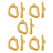 Alloy Toggle Clasps, Irregular Oval Shape, Matte Gold Color, Ring: 17x12x2.5mm, Bar: 6x21.5x2mm, Hole: 1.4mm(PALLOY-YW0002-22MG)
