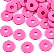 Handmade Polymer Clay Beads, for DIY Jewelry Crafts Supplies, Disc/Flat Round, Heishi Beads, Deep Pink, 6x1mm, Hole: 2mm, about 940pcs/40g(X-CLAY-Q251-6.0mm-57)