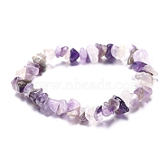 Natural Amethyst Chips Beaded Stretch Bracelet for Women, 6-3/4~8-5/8 inch(17~22cm)(PW-WG72437-10)