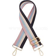 Cotton Cloth Stripe Pattern Bag Strap, with Alloy Finding, Bag Replacement Accessories, Colorful, 72~1290x5x0.2~0.4cm(FIND-WH0077-75B)