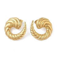 304 Stainless Steel Spirals Horn Stud Earrings for Women, Golden, 28x29mm(EJEW-S001-04)