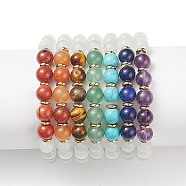 7Pcs 7 Style Natural & Synthetic Mixed Gemstone & Cat Eye Round Beaded Stretch Bracelets Set, Chakra Yoga Stackable Bracelets for Women, Inner Diameter: 2 inch(5.1cm), 1Pc/style(BJEW-JB08925)