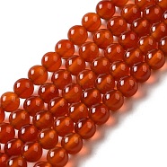 Natural Carnelian Beads Strands, Dyed, Round, Red, 6mm, Hole: 1mm, about 65pcs/strand, 15.5 inch(G-G390-6mm-03)